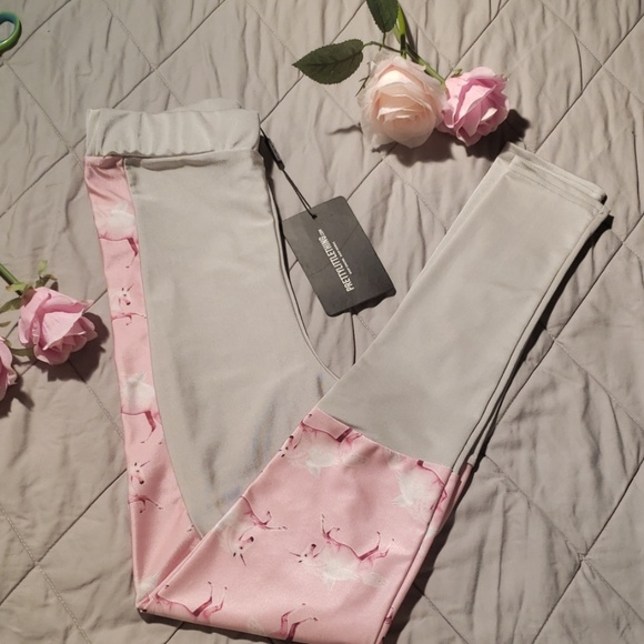 Prettylittlething pink unicorn panel leggings NWT - Picture 3 of 7